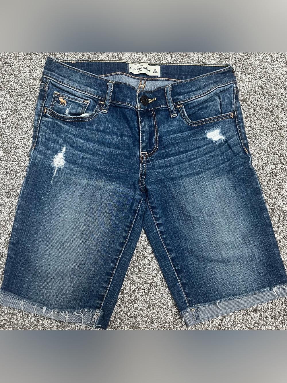 Abercrombie Kids Girls Sz 16 Distressed Denim Shorts Blue Jean Cutoff Raw Hem